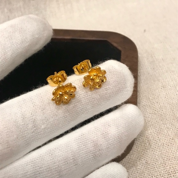 Stud Earrings for Women, Gold Stud Earrings, Flower Shape Stud Earrings, Studs - Picture 7 of 7